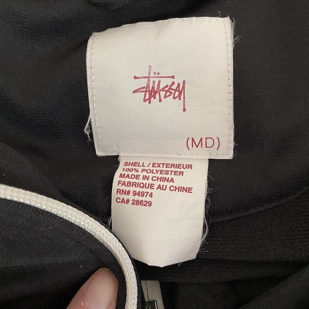 STUSSY Polyester Track Jacket Black women's Size Medium Removable Sleeves *READ* - Picture 10 of 14
